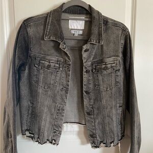 Vervet Distressed Hem Gray Denim Jacket